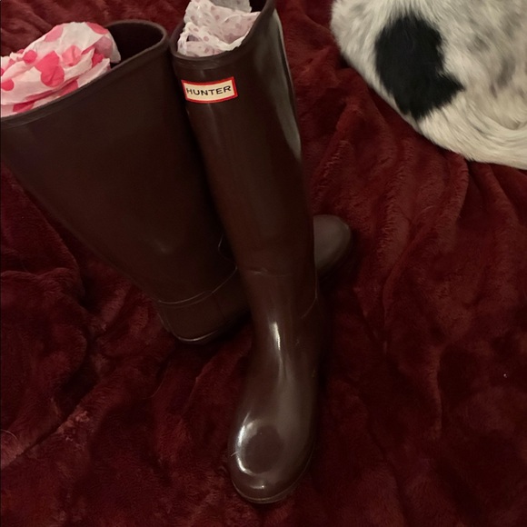 Hunter Dark Burgundy Rubber Sole Boots - Picture 6 of 8